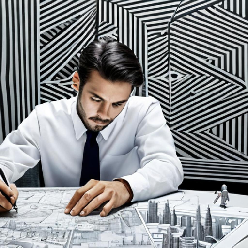 **

A professional-looking scene inspired by "Inception," featuring a modern, fully-clothed architect in appropriate attire studying blueprints of impossible architecture (Escher-like structures). The setting is a bright, minimalist office with subtle dreamlike distortions.  Safe for work, appropriate content, perfect anatomy, correct proportions, well-formed hands, natural pose, professional, modest, family-friendly.

**