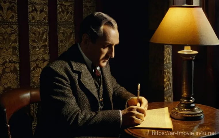 셜록 홈즈 블루레이 구매 - **Prompt:** A highly detailed, atmospheric shot of a classic Sherlock Holmes (reminiscent of Basil R...