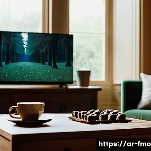 Home 26 포레스트 검프 블루레이 구매 - **A cozy living room bathed in warm, cinematic light.** A person of indeterminate gender, dressed in...
