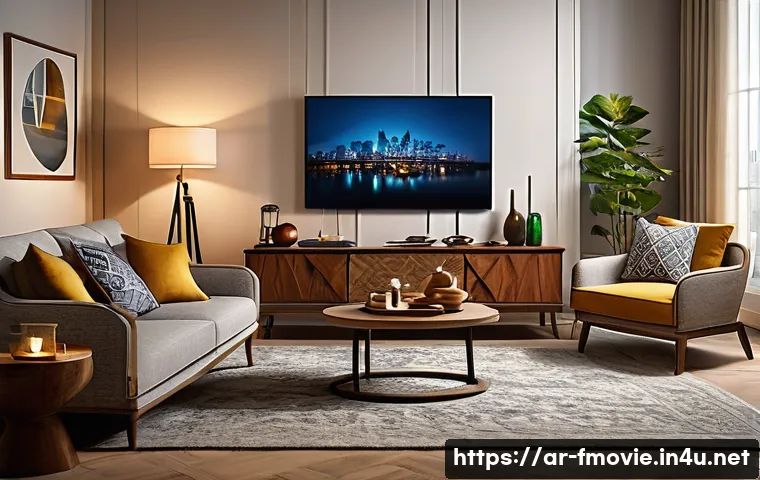 셜록 홈즈 OTT 스트리밍 정보 - A cozy modern living room scene set in an Arab household, featuring a smart TV screen displaying She...